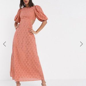 ASOS DESIGN broderie maxi dress with cut out back
